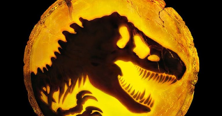 A T-Rex trapped in amber in a Jurassic World Dominion promo
